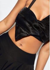 Cutout Back Black Bowknot Bikini Set