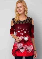 Valentine's Day Red Cold Shoulder T Shirt
