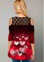 Valentine's Day Red Cold Shoulder T Shirt