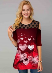 Valentine's Day Red Cold Shoulder T Shirt