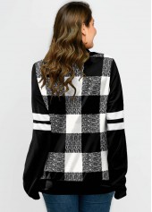 Plus Size Plaid Long Sleeve Drawstring Sweatshirt