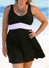 Contrast Plus Size Swimdress and Panty