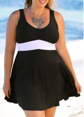Contrast Plus Size Swimdress and Panty