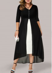 Contrast Chiffon Panel Plus Size Dress