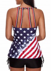 American Flag Print Plus Size Tankini Set