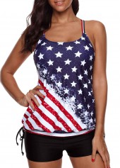 American Flag Print Plus Size Tankini Set
