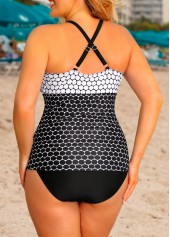 Polka Dot Cross Strap Plus Size Tankini Set