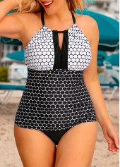 Polka Dot Cross Strap Plus Size Tankini Set