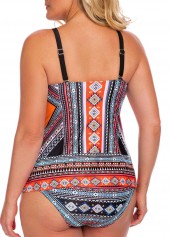 Geometric Print Spaghetti Strap Plus Size Tankini Set