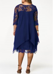 Royal Blue Plus Size Lace H Shape Dress