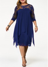 Royal Blue Plus Size Lace H Shape Dress