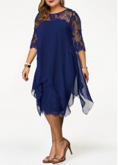 Royal Blue Plus Size Lace H Shape Dress