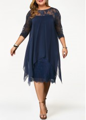 Navy Plus Size Lace H Shape Dress