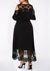 Cold Shoulder Lace Stitching Plus Size Dress