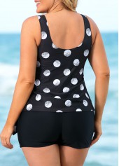 Polka Dot Knotted Hem Plus Size Tankini Set