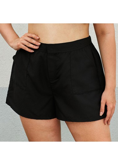 Rosewe Black Elastic Waist Beach Shorts for Women - 14