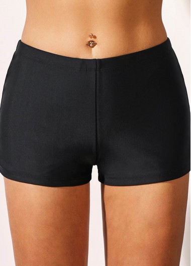 Rosewe Black Mid Waist Swimwear Shorts - XS