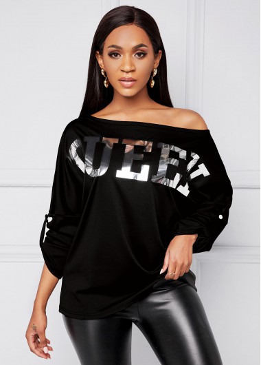 Rosewe Hot Stamping Letter Long Sleeve T Shirt - XL