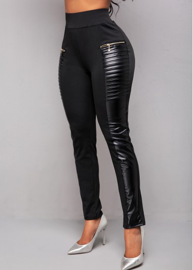 Rosewe Black Zip Detail High Waist Pants - S