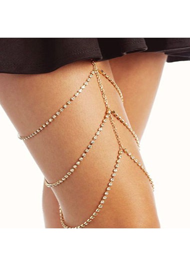 Rosewe Mother&apos;s Day Gifts Gold Metal Layered Rhinestone Detail Body Chain - One Size