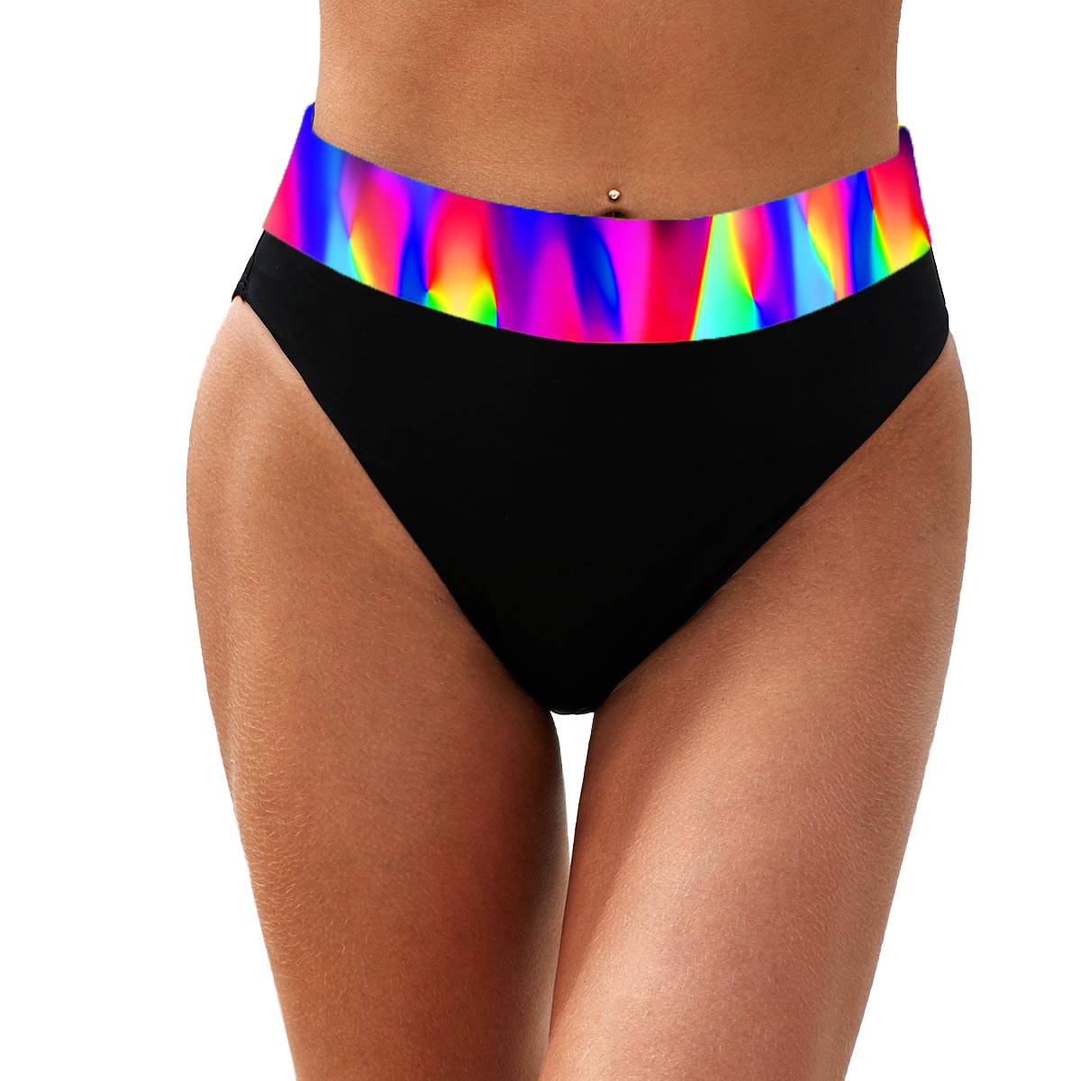 Colorful Asymmetric Hem Lace Up Swimdress and Panty