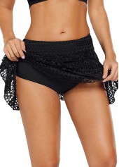 Mid Waist Pierced Design Black Pantskirt