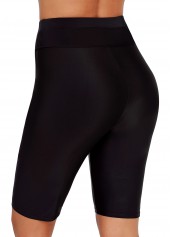 Black High Waist Drawstring Detail Swim Shorts