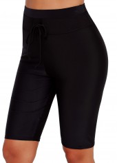 Black High Waist Drawstring Detail Swim Shorts