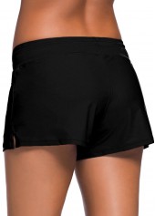Black Bowknot Detail Side Slit Swim Shorts