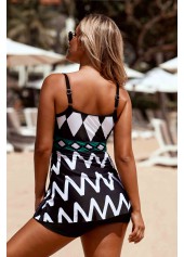 Geometric Print Spaghetti Strap Tankini Set