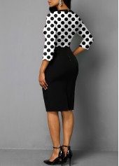 Bowknot Split Neck Polka Dot Dress