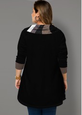 Button Detail Contrast Asymmetric Hem Tunic Top