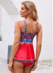 Tribal Print Double Spaghetti Strap Tankini Set