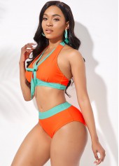 High Waisted Contrast Bowknot Bikini Set