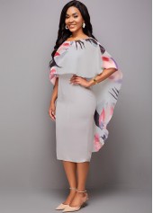 Floral Print 3/4 Sleeve Bodycon Dress 