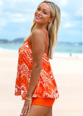 Spaghetti Strap Tribal Print Tankini Set