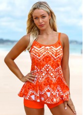 Spaghetti Strap Tribal Print Tankini Set