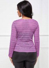 Rhinestone Buckle Lace V Neck T Shirt