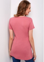 Short Sleeve Round Neck Lace Stitching T Shirt