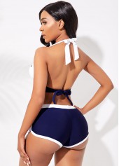 Halter Contrast Knot Detail Bikini Set