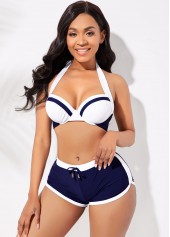 Halter Contrast Knot Detail Bikini Set