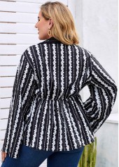 Lace Trim Printed Plus Size Blouse