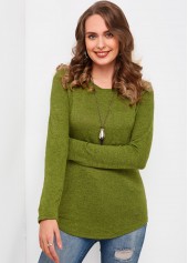 Chest Pocket Round Neck Long Sleeve T Shirt