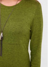 Chest Pocket Round Neck Long Sleeve T Shirt