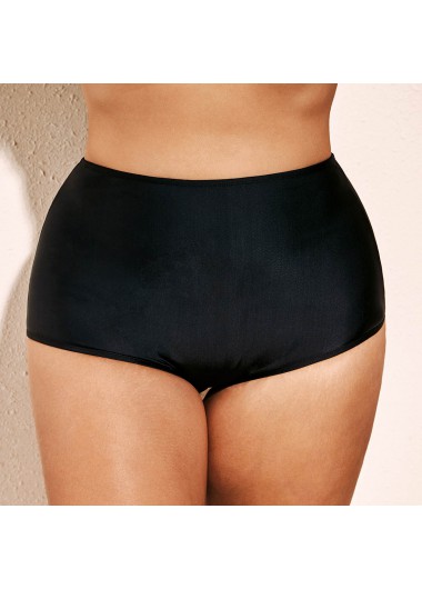 Rosewe Black High Waist Plus Size Swimwear Shorts - 18W