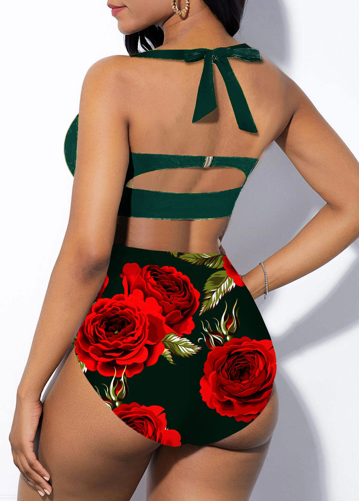 Halter High Waist Floral Print Bikini Set