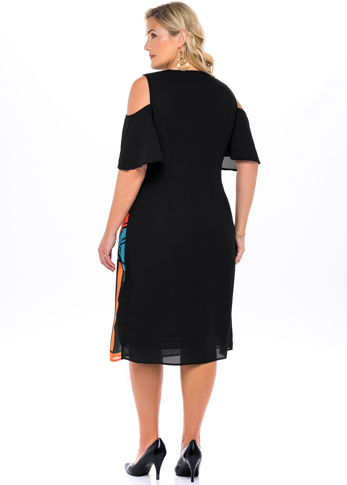 Geometric Print Plus Size Chiffon Dress