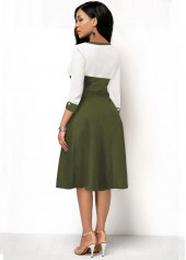 Color Block Three Quarter Sleeve Dress
