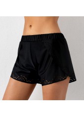 Black Mid Waist Pierced Swimwear Shorts