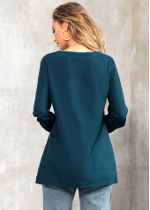 Long Sleeve Tribal Print Split Neck Blouse